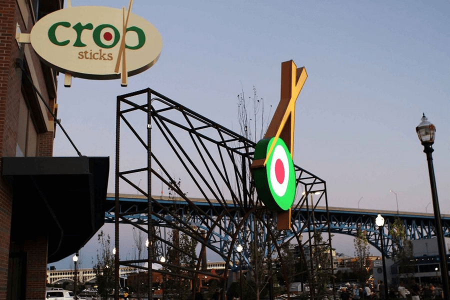 Sign at Crop Sticks Restaurant in Cleveland
