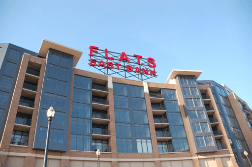 Flats East Bank sign
